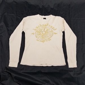 Lucky Brand Graphic Print Thermal Shirt Beige L/S